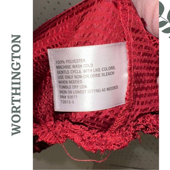 🛍️3/$40 Worthington Red Jacquard Sleeveless Blouse with Elastic Waist Size 2X - Picture 6 of 6